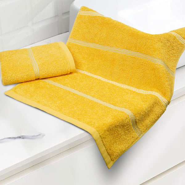 Urban Comfort 2 Pc Hand Towel Set, Drama Yellow| 450 GSM Cotton|Dry Fast