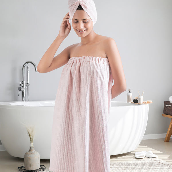 Urban Comfort (Head+Body)Wrap Set, Pink| 240 GSM Cotton