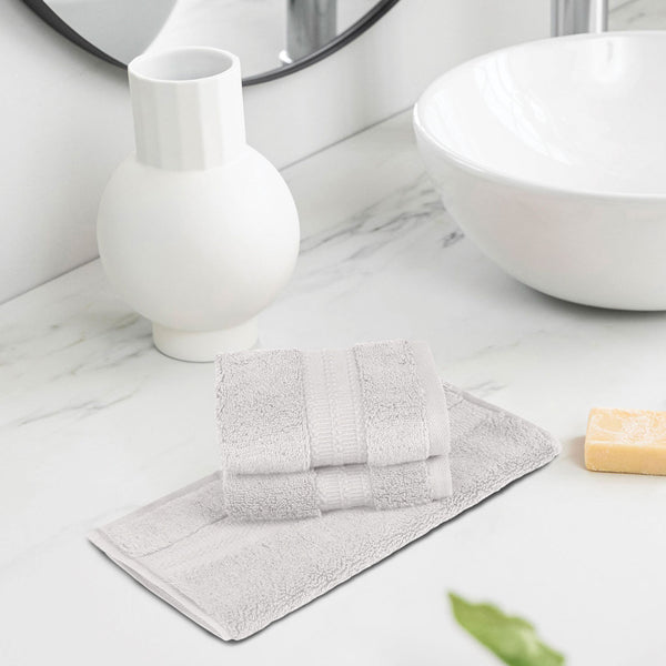 Luxury 3 Pc Face Towel Set, Demon Grey|625 GSM Premium Cotton| Antimicrobial