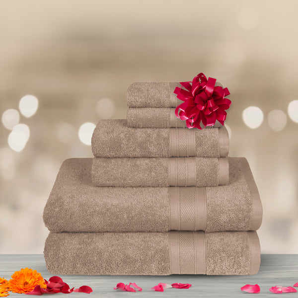 Soft Comfort 6Pc Towel Set, Acron|509 GSM Cotton|Air Rich Technology