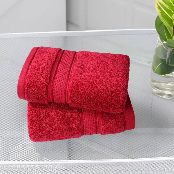 Indulgence 2Pc Hand Towel, Blood Red|600 GSM Cotton