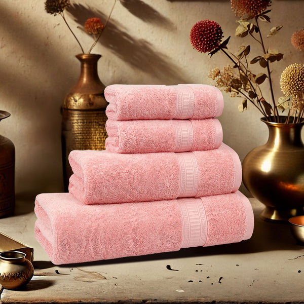 Classic Kasturi 4pc Towel Gift Set, Tender Peach|509 GSM Cotton