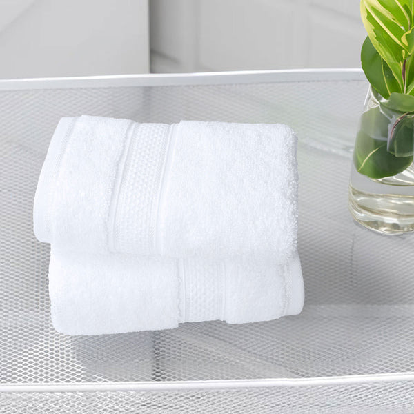 Indulgence 2Pc Hand Towel, Bright White|600 GSM Cotton