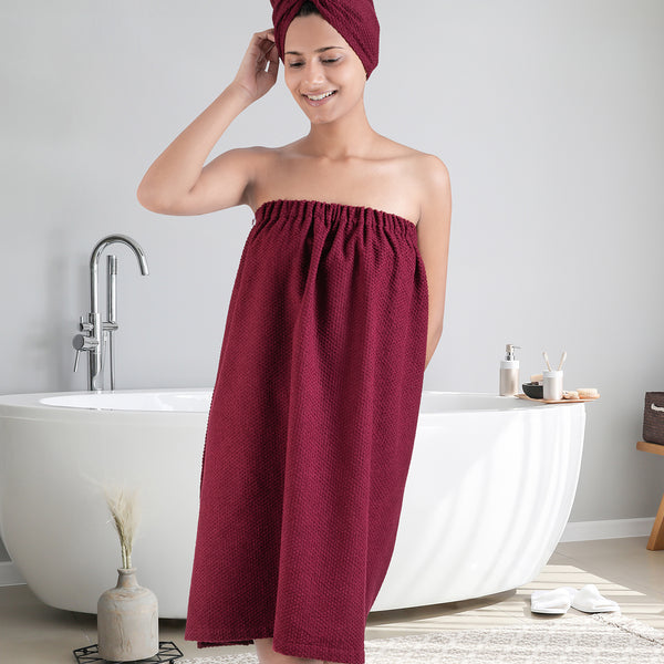 Urban Comfort (Head+Body)Wrap Set, Wine| 240 GSM Cotton
