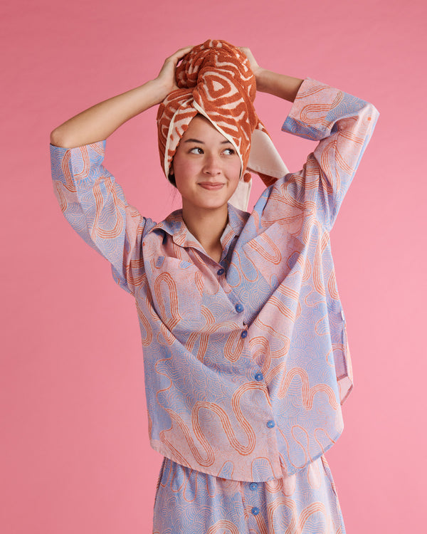 Kalaya Tjukurpa Sand Embossed Terry Bath Towel