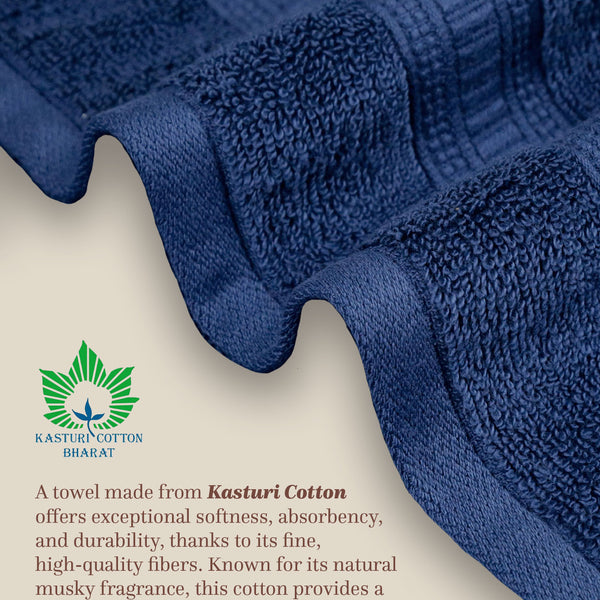 Classic Kasturi 4pc Towel Gift Set, Medieval Blue|509 GSM Cotton