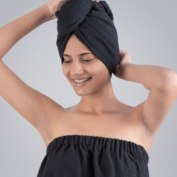 Urban Comfort (Head+Body)Wrap Set, Shoe Black| 240 GSM Cotton