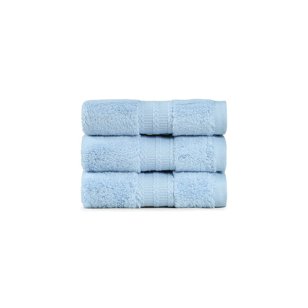 Luxury 3 Pc Face Towel Set, Grace Blue|625 GSM Premium Cotton| Antimicrobial