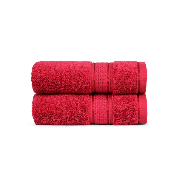 Indulgence 2Pc Hand Towel, Blood Red|600 GSM Cotton