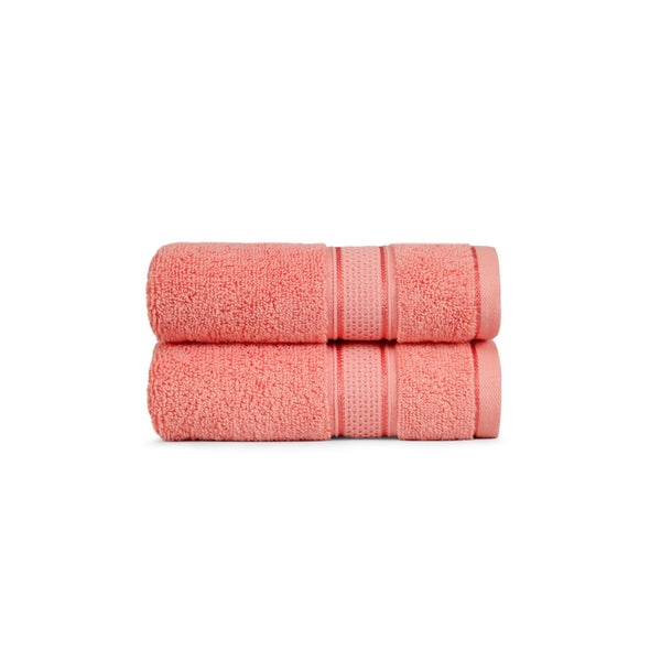 Indulgence 2Pc Hand Towel, Coral Pink|600 GSM Cotton
