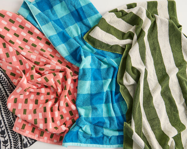 Moss Stripe Terry Bath Towel