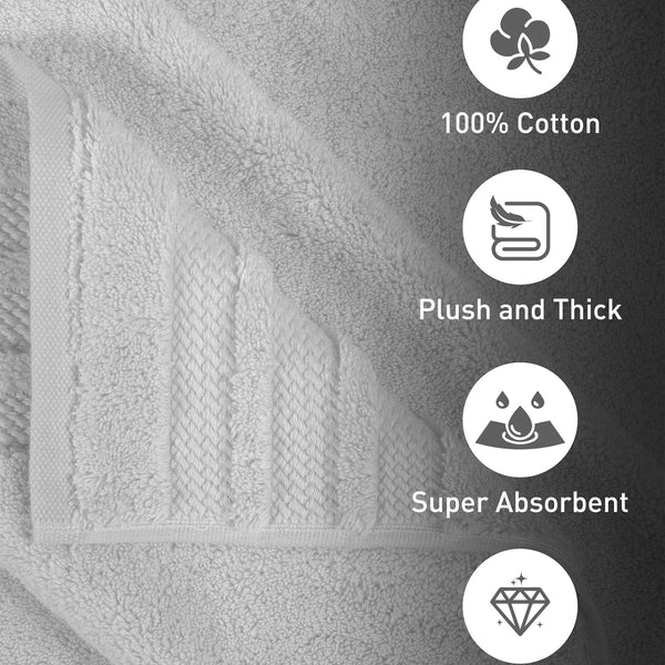 Luxury 6 PC Towel Set, Grey|625 GSM Cotton|Anti Microbial