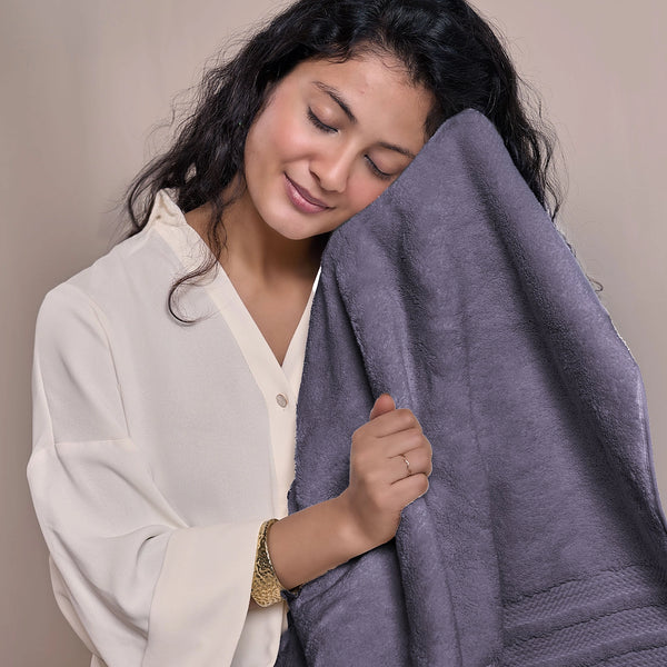 Luxury 6 PC Towel Set, Purple|625 GSM Cotton|Anti Microbial
