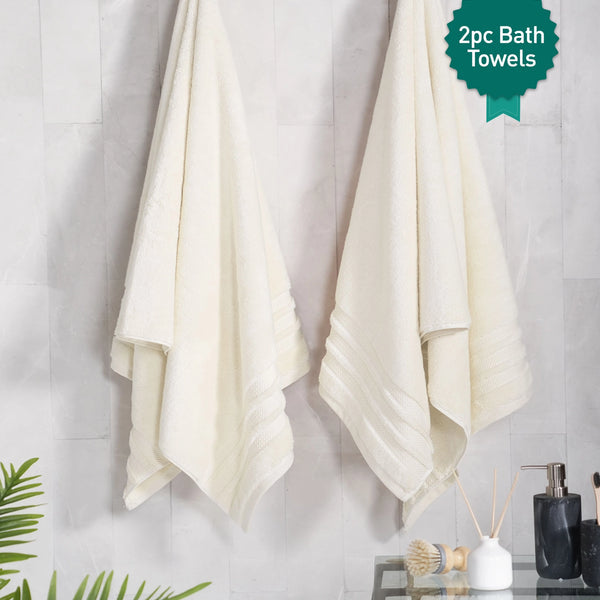Luxury 2 PC Bath Towel Set, Linen|625 GSM Cotton|Anti Microbial