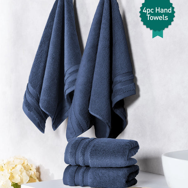 Luxury 4 Piece Hand Towels, 625 Gsm,Navy