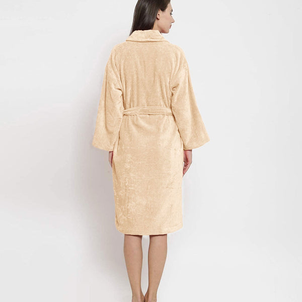 Classic Unisex Large Bathrobe, Bleached Sand| 300 GSM Cotton| Velvet Touch