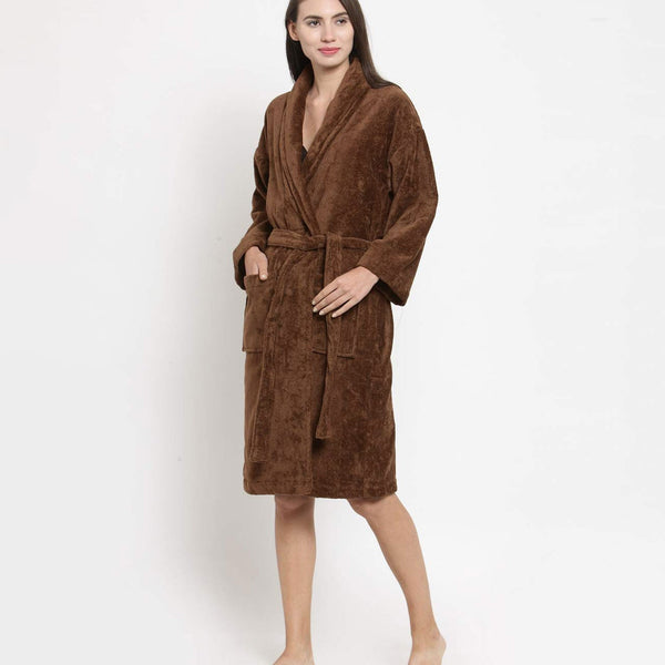 Classic Unisex Large Bathrobe, Willow wood|300 GSM Cotton|Sheared Velvet Touch