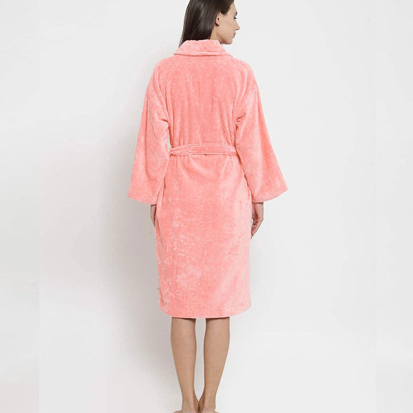 Classic Unisex Large Bathrobe, Tender Peach| 300 GSM Cotton| Velvet Touch