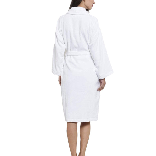 Soft Comfort Unisex Medium Bathrobe, Dream White| 300 GSM Cotton| Sheared Velvet Touch