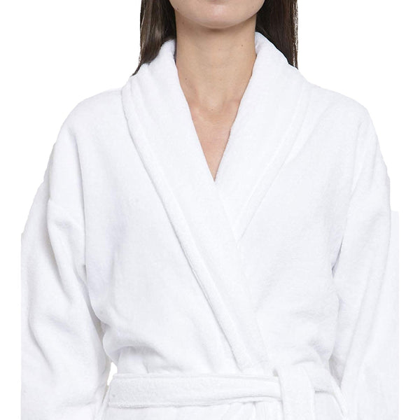 Soft Comfort Unisex Medium Bathrobe, Dream White| 300 GSM Cotton| Sheared Velvet Touch