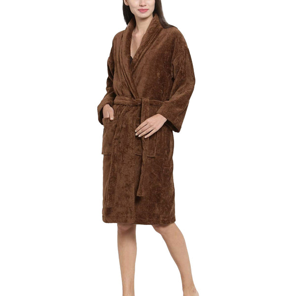 Soft Comfort Unisex Medium Bathrobe, Willow Wood| 300 GSM Cotton| Sheared Velvet Touch