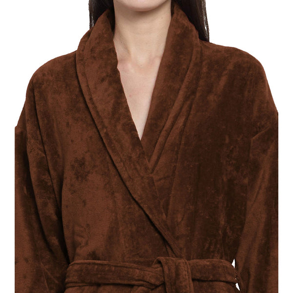 Soft Comfort Unisex Medium Bathrobe, Willow Wood| 300 GSM Cotton| Sheared Velvet Touch