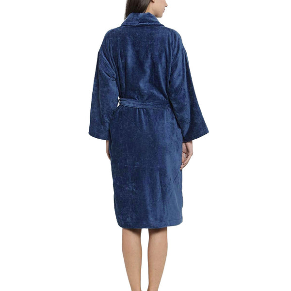 Soft Comfort Unisex Medium Bathrobe, Medieval Blue| 300 GSM Cotton| Sheared Velvet Touch
