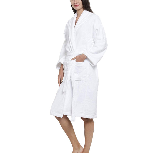 Soft Comfort Unisex Large Bathrobe, Dream White| 300 GSM Cotton| Sheared Velvet Touch