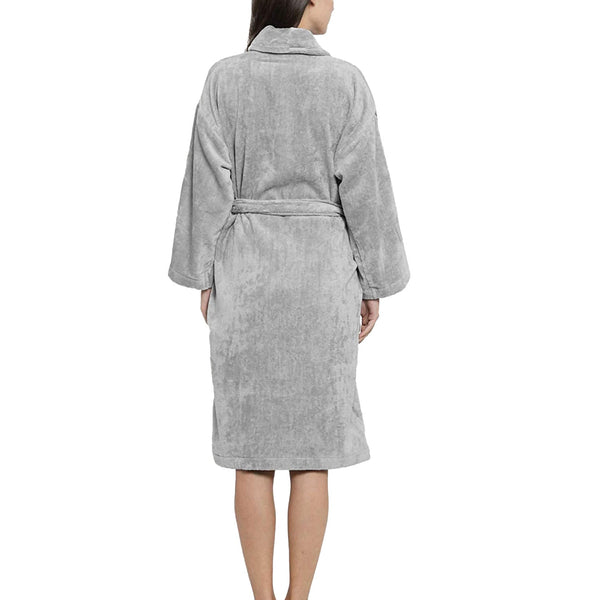 Soft Comfort Unisex Large Bathrobe, Real Steel| 300 GSM Cotton| Sheared Velvet Touch