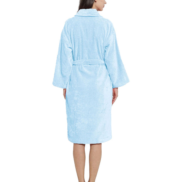 Soft Comfort Unisex Large Bathrobe, Pure Aqua| 300 GSM Cotton| Sheared Velvet Touch