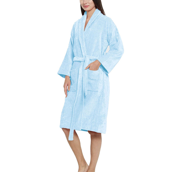 Soft Comfort Unisex Large Bathrobe, Pure Aqua| 300 GSM Cotton| Sheared Velvet Touch