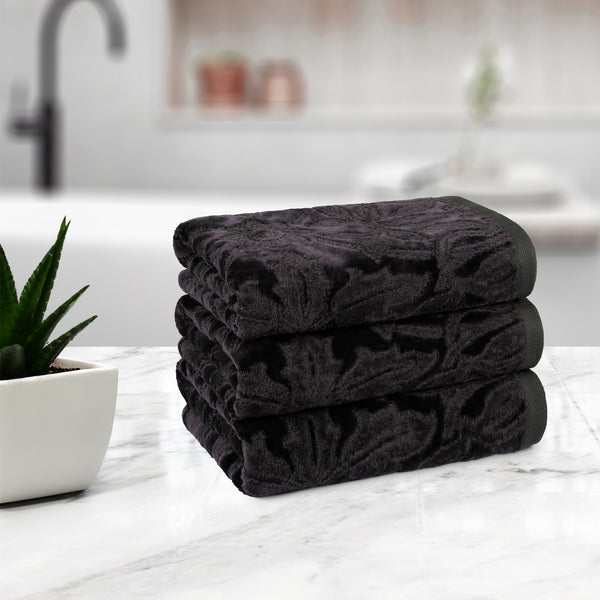 Fashion Hand Towel Set, Charcoal|600 GSM Cotton