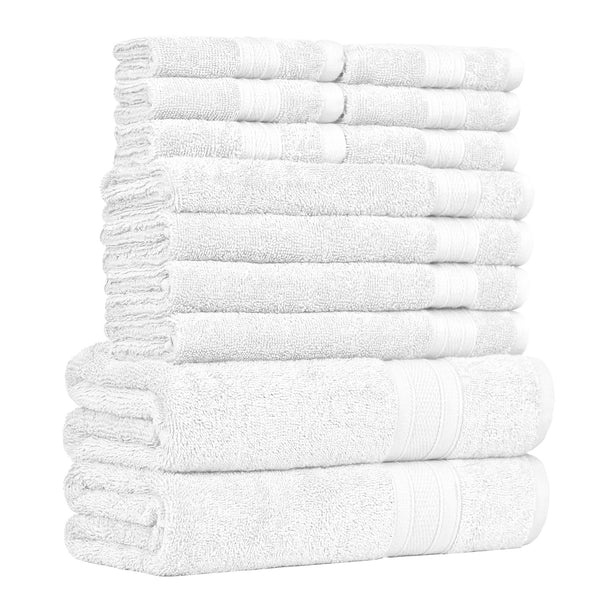 Soft Comfort 12Pc Towel Set, White|509 GSM Cotton|Air Rich Technology