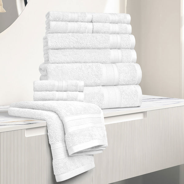 Soft Comfort 12Pc Towel Set, White|509 GSM Cotton|Air Rich Technology