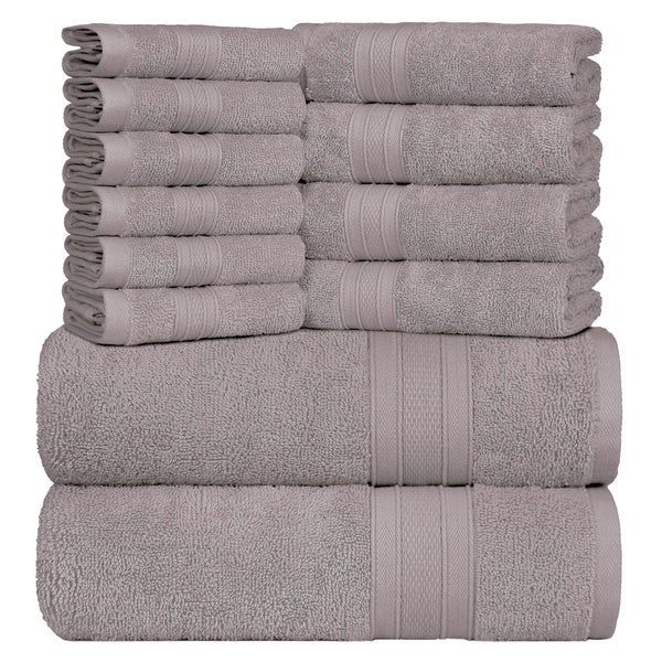 Soft Comfort 12Pc Towel Set, Charcoal|509 GSM Cotton|Air Rich Technology