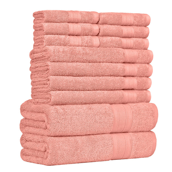 Soft Comfort 12Pc Towel Set, Coral Haze|509 GSM Cotton|Air Rich Technology