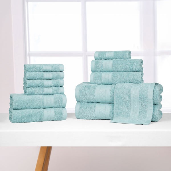 Soft Comfort 12Pc Towel Set, Nile Blue|509 GSM Cotton|Air Rich Technology