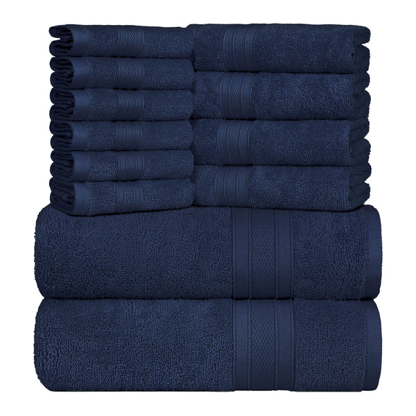 Soft Comfort 12Pc Towel Set, Navy|509 GSM Cotton|Air Rich Technology