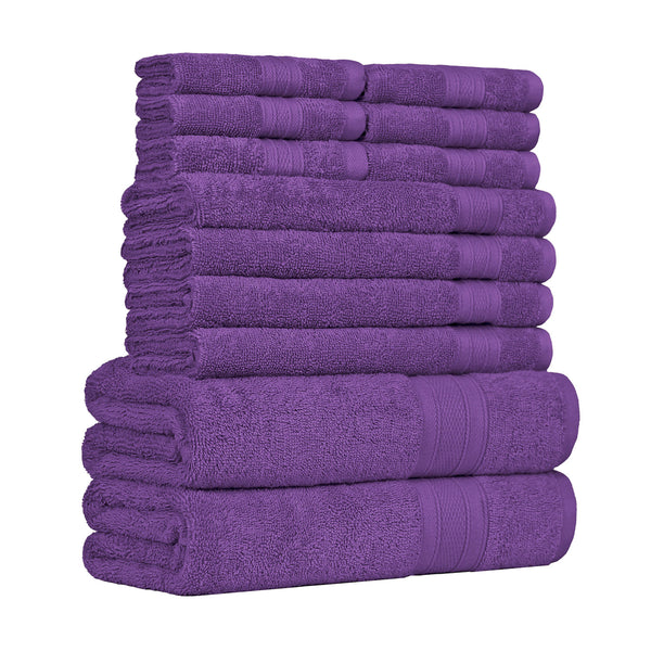 Soft Comfort 12Pc Towel Set, Plum|509 GSM Cotton|Air Rich Technology