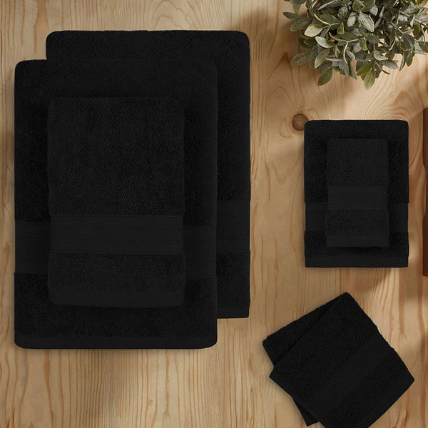 Soft Comfort 6Pc Towel Set, Black|509 GSM Cotton|Air Rich Technology