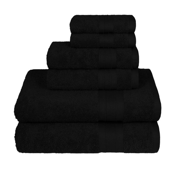 Soft Comfort 6Pc Towel Set, Black|509 GSM Cotton|Air Rich Technology