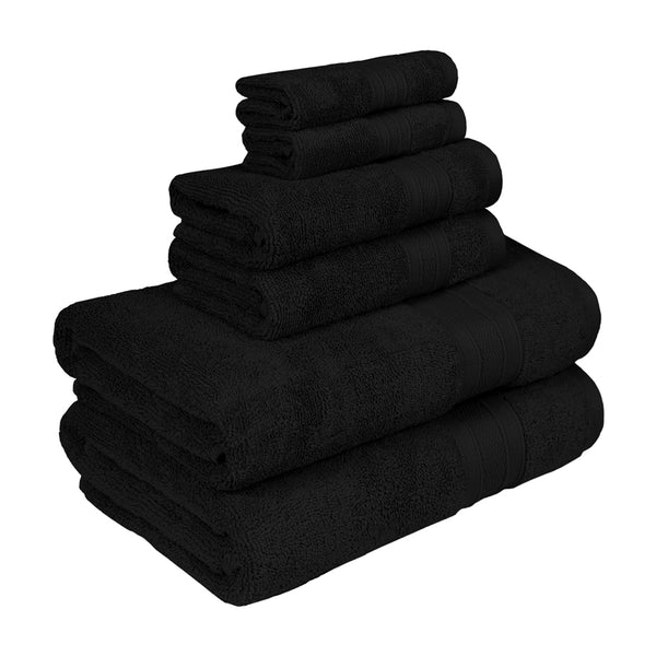 Soft Comfort 6Pc Towel Set, Black|509 GSM Cotton|Air Rich Technology