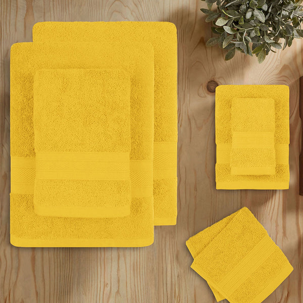 Soft Comfort 6Pc Towel Set, Mustard, Yellow|509 GSM Cotton|Air Rich Technology