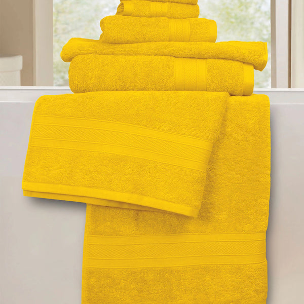 Soft Comfort 6Pc Towel Set, Mustard, Yellow|509 GSM Cotton|Air Rich Technology