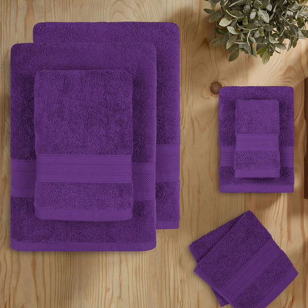 Soft Comfort 6Pc Towel Set, Plum|509 GSM Cotton|Air Rich Technology