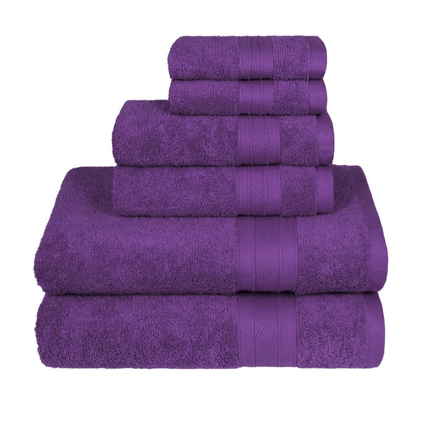 Soft Comfort 6Pc Towel Set, Plum|509 GSM Cotton|Air Rich Technology