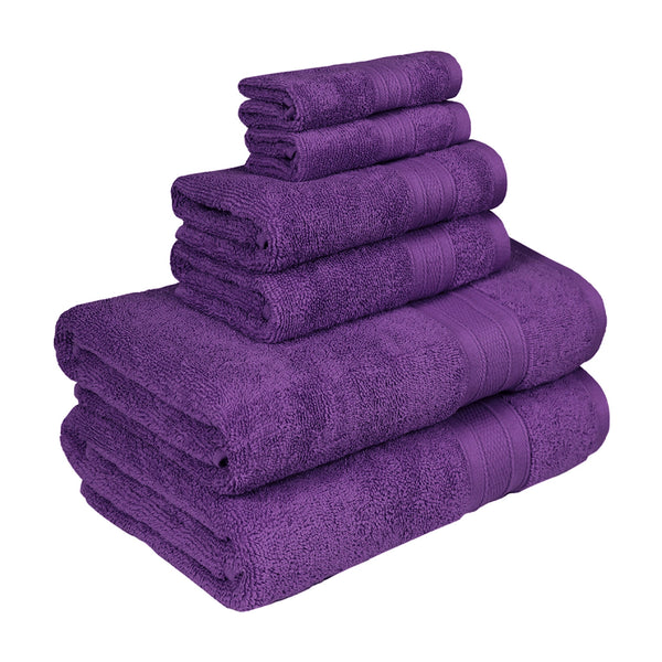 Soft Comfort 6Pc Towel Set, Plum|509 GSM Cotton|Air Rich Technology