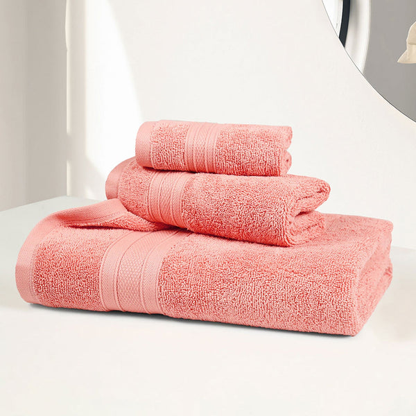 Soft Comfort 3Pc Towel Set, Coral Haze|509 GSM Cotton|Air Rich Technology