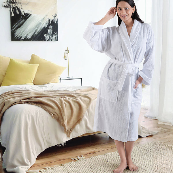 Urban Comfort Unisex Large Bathrobe, Bright White| 240 GSM Cotton