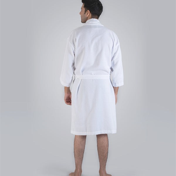 Urban Comfort Unisex Large Bathrobe, Bright White| 240 GSM Cotton